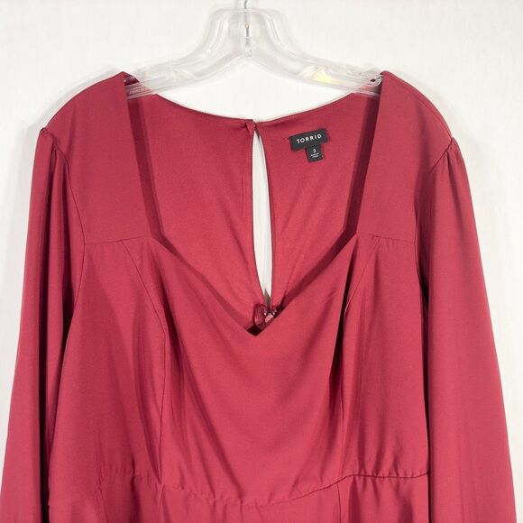 Torrid Plus Size 3X Top Peplum Crepe Sweetheart Neck Top Red‎ Keyhole Blouse 686 - Picture 6 of 12
